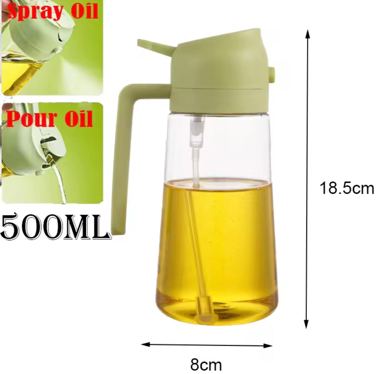 2-in-1 Oil Spray & Pour Bottle (500ml)