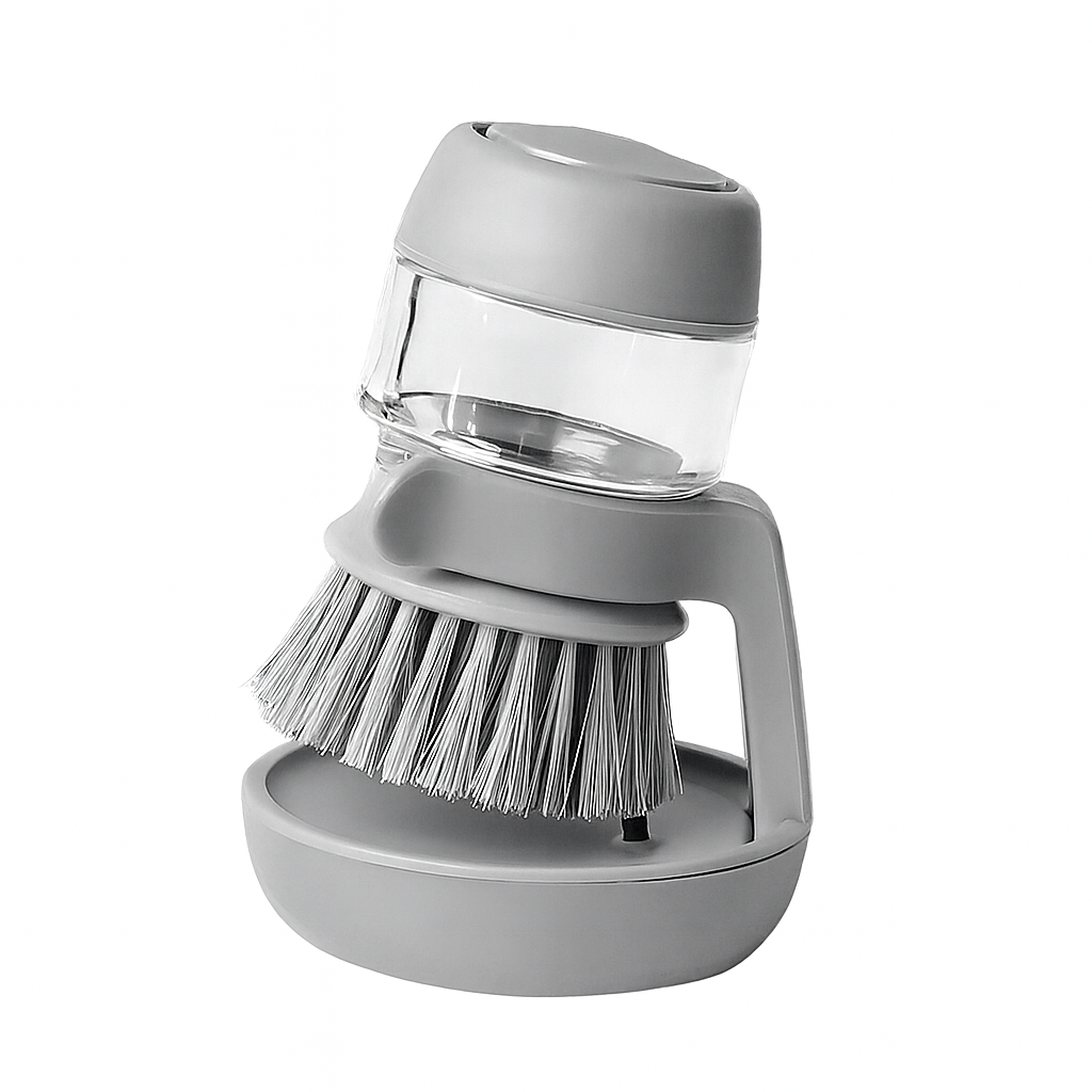 Soap-Dispensing Dish Brush with Tray