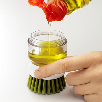 Soap-Dispensing Dish Brush with Tray