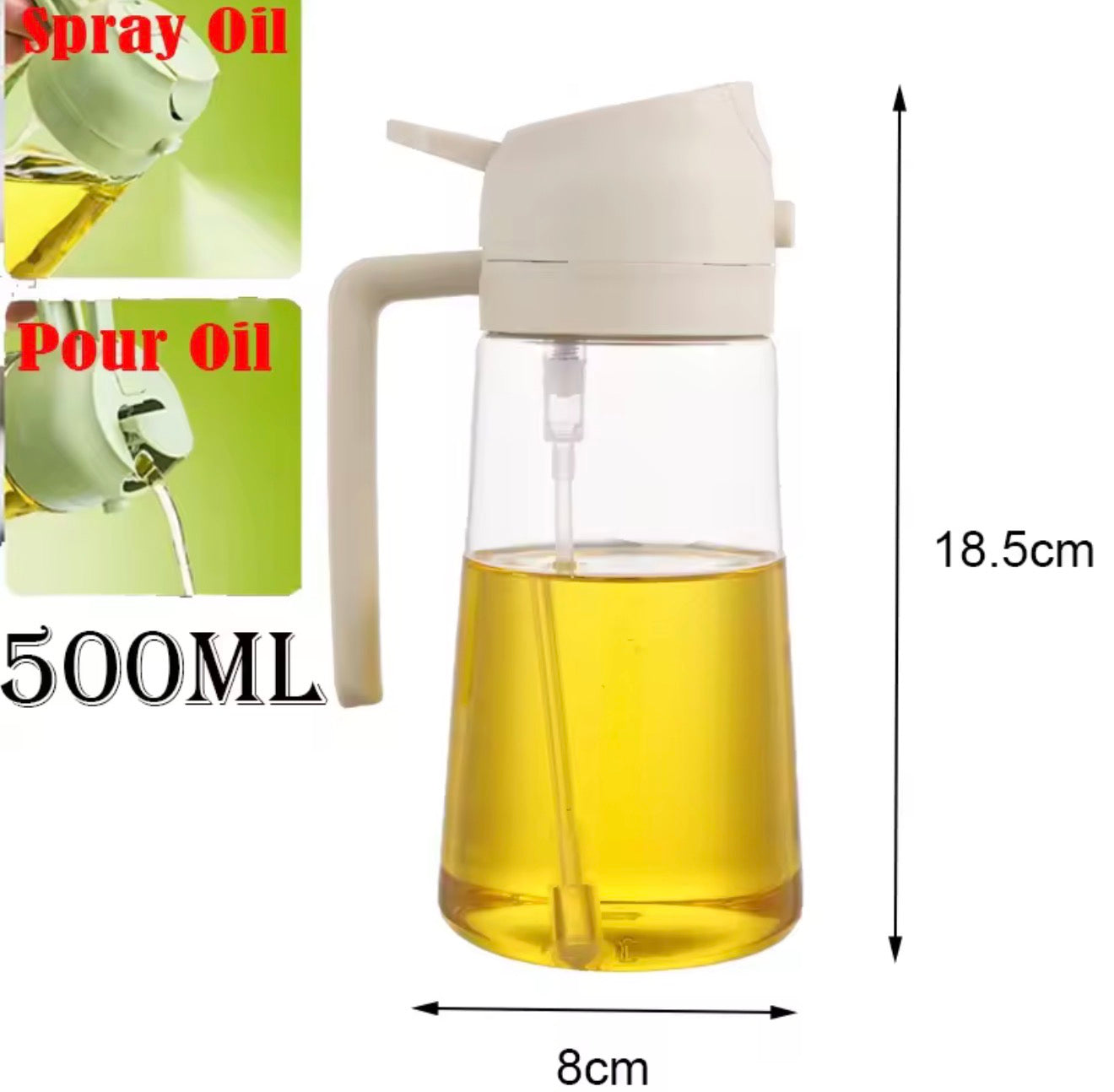 2-in-1 Oil Spray & Pour Bottle (500ml)
