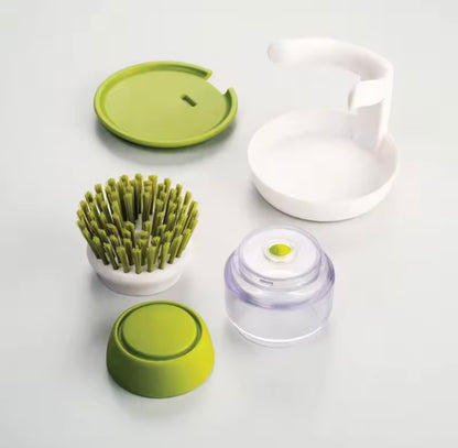 Soap-Dispensing Dish Brush with Tray