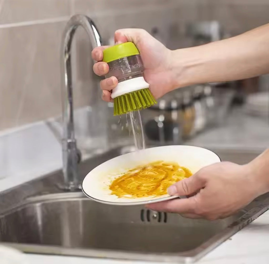 🇺🇸 US Free Shipping (No Minimum Spend) MTK 
Dish Brush With Soap Dispenser Multi Use Soap Dispensing Scrub Brush For Household Universal Kitchen Dish Palm Brush With Tary