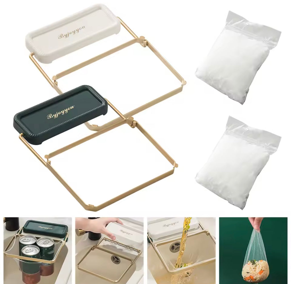 🇺🇸 US Free Shipping (No Minimum Spend) MTK High Quality Foldable Sink Strainer Bag Rack Kitchen Filter Stand Waste Collector Disposable Mesh Bags (Free 50 Bags)