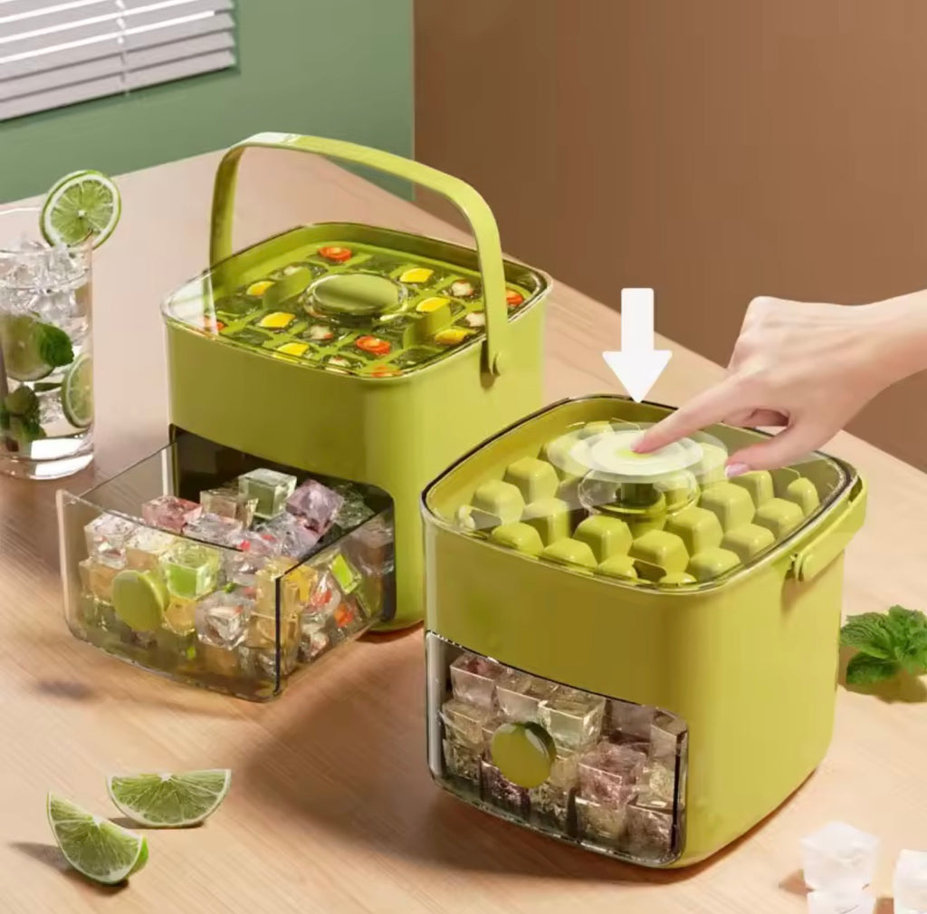 🇺🇸 US Free Shipping for US (No Minimum Spend) MTK Press Ice Tray — Double Layer, Extra Large Capacity, Includes Handle and Free Ice Tongs, Perfect for Parties and Home Use