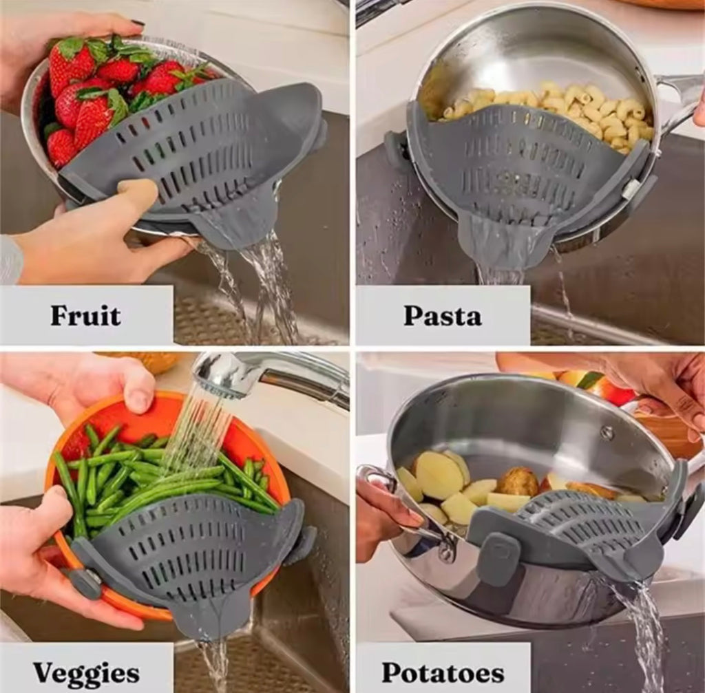 🇺🇸 US Free Shipping (No Minimum Spend) MTK Adjustable Clip-On Pot Strainer — Fits Pots, Pans & Bowls, Effortless Draining