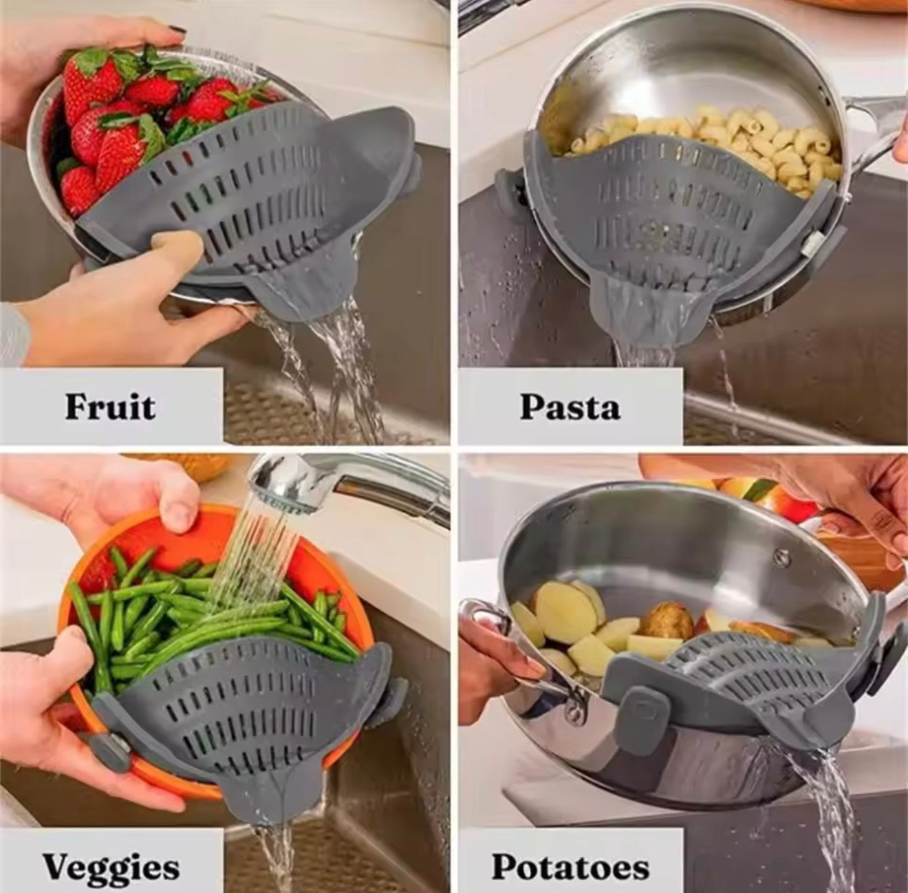 Adjustable Clip-On Silicone Strainer