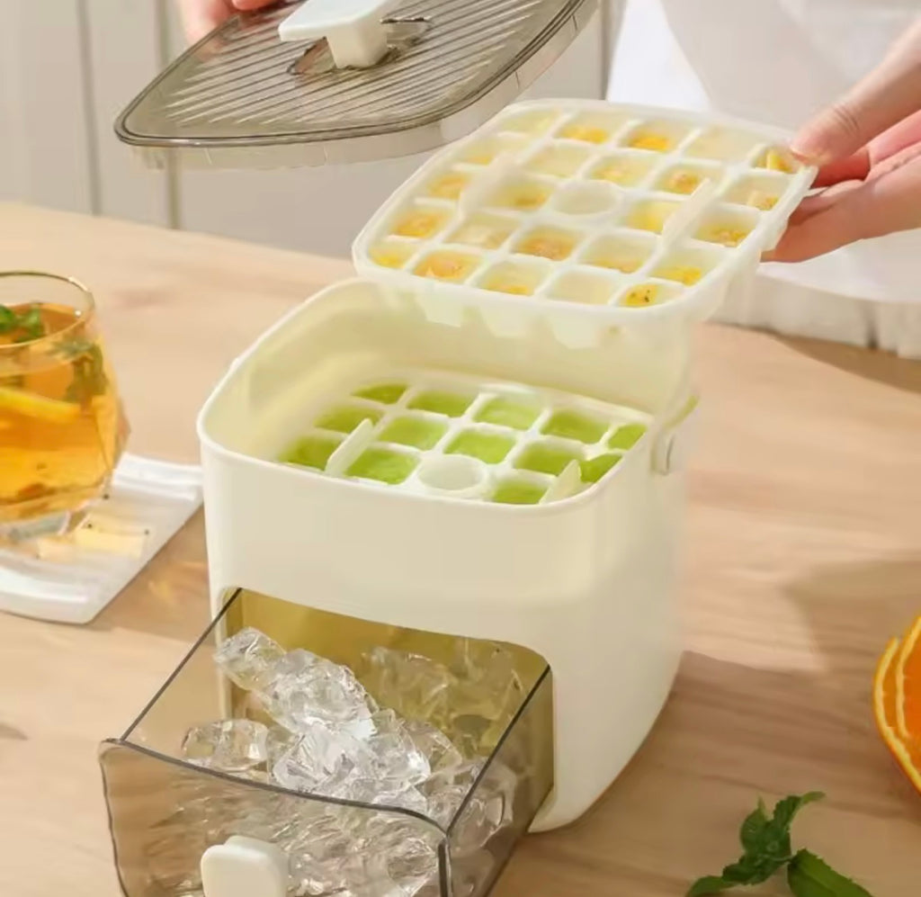 🇺🇸 US Free Shipping for US (No Minimum Spend) MTK Press Ice Tray — Double Layer, Extra Large Capacity, Includes Handle and Free Ice Tongs, Perfect for Parties and Home Use