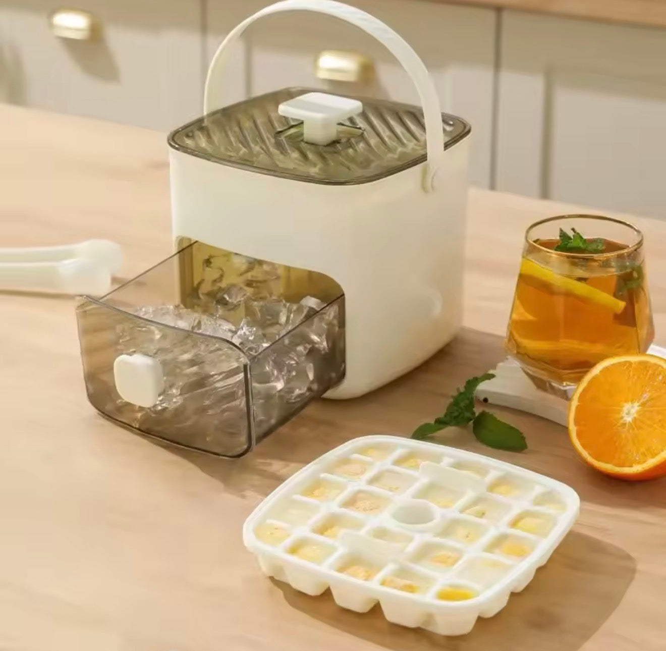 🇺🇸 US Free Shipping for US (No Minimum Spend) MTK Press Ice Tray — Double Layer, Extra Large Capacity, Includes Handle and Free Ice Tongs, Perfect for Parties and Home Use