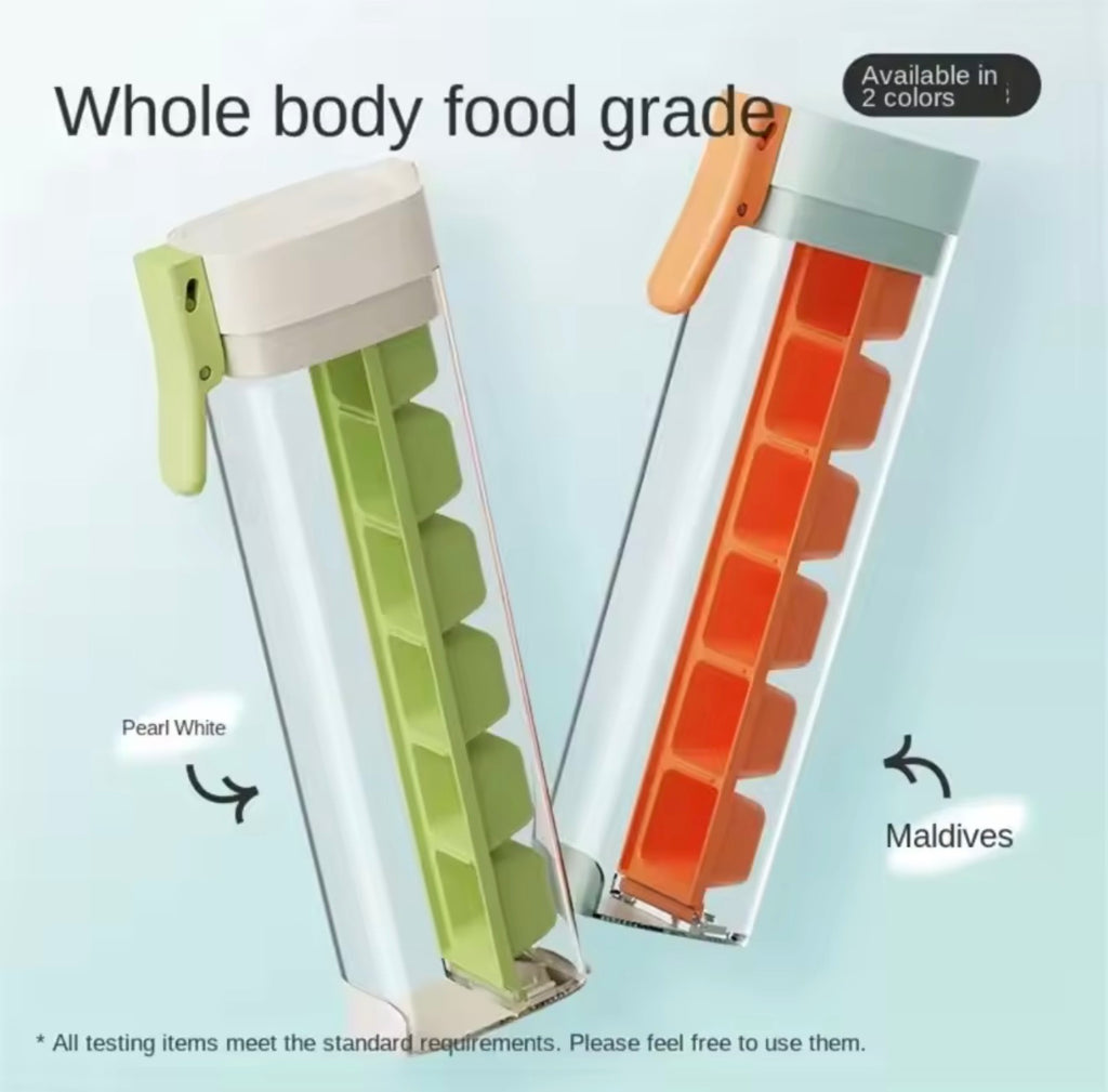 MTK Feixiang Press Ice Cube Tray — Food-Grade, Single-Cube Design for Easy, Clean & Contact-Free Ice at Home