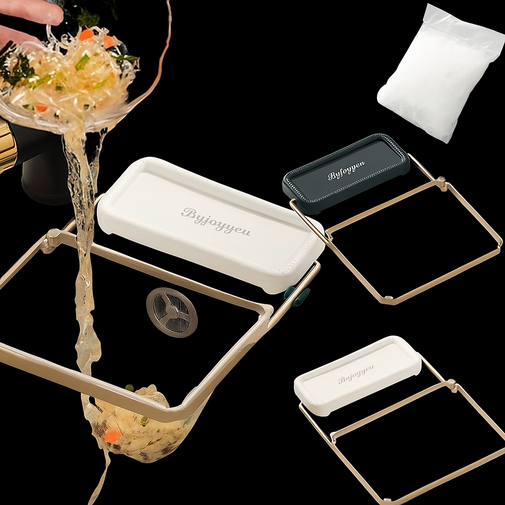 Foldable Sink Strainer Rack, Durable Kitchen Filter Stand & Waste Collector (Free 50 Bags)