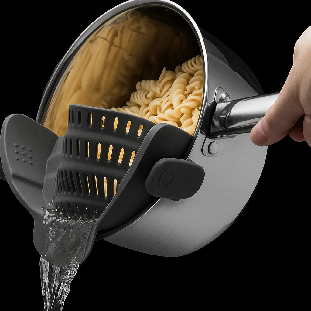 Adjustable Silicone Clip On Strainer for Pots Pans and Bowls Handheld Drainer for Noodles Pasta
