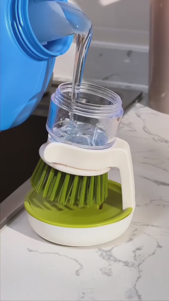 🇺🇸 US Free Shipping (No Minimum Spend) MTK 
Dish Brush With Soap Dispenser Multi Use Soap Dispensing Scrub Brush For Household Universal Kitchen Dish Palm Brush With Tary