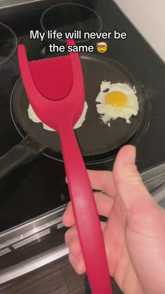 🇺🇸 US Free Shipping (No Minimum Spend) MTK 
New 2 in 1 Grip Flip Spatula Tongs Egg Flipper Spatula Nylon Non Stick Coating Pancake Fish French Toast Omelet Making Tool